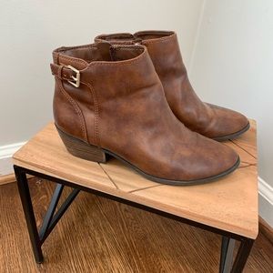 Brown Booties Faux Learher